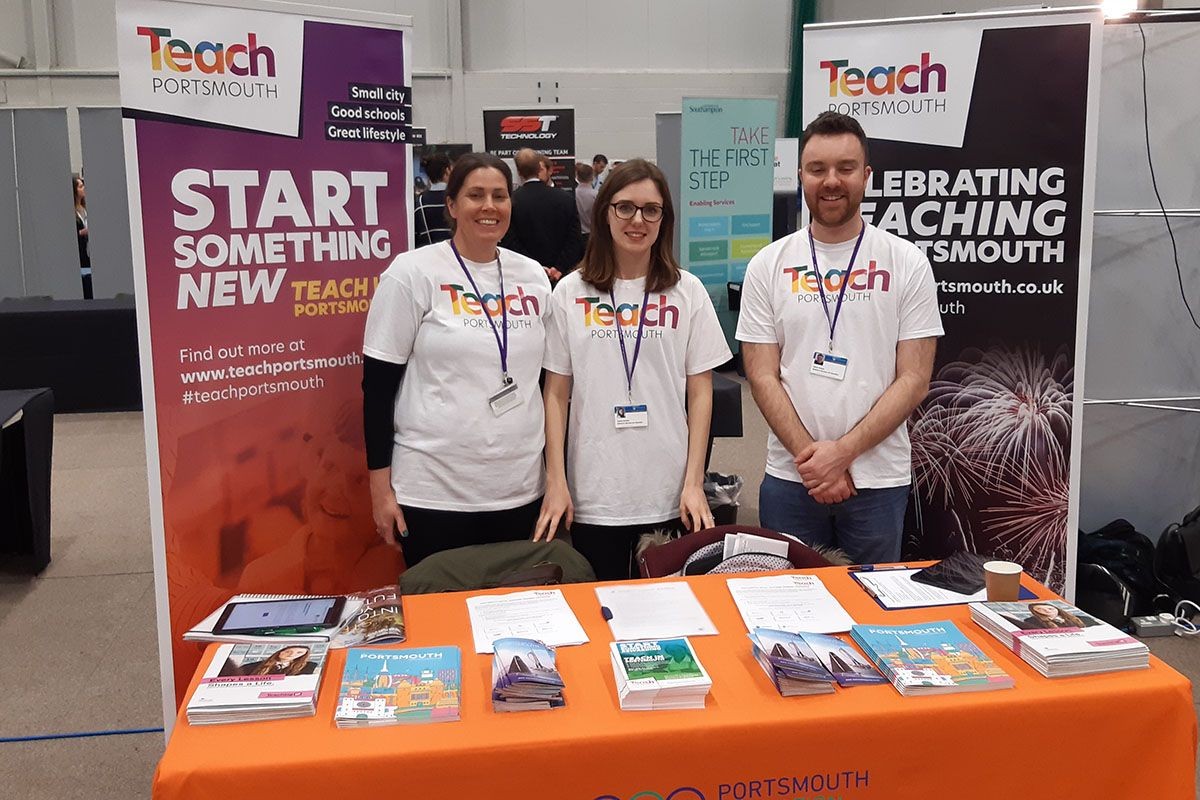 Picture of The Teach Portsmouth team at the Southampton University Job Fair in 2020